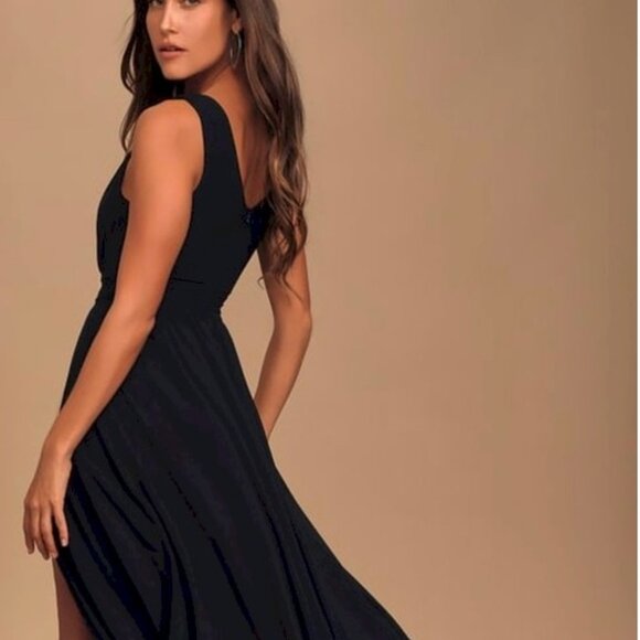 Lulus Thoughts of Hue Black Surplice Maxi Dress Size 1X NWOT - Picture 4 of 13